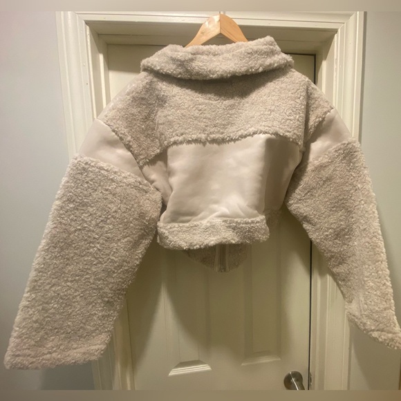 ANGULAR HEM VEGAN LEATHER BORG BIKER JACKET - Picture 11 of 16